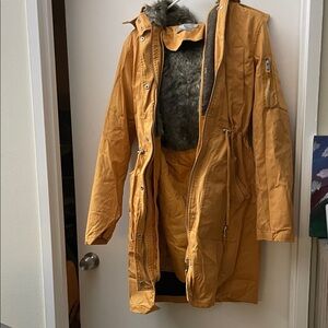 ASOS Mustard Jacket with Faux Fur Trim